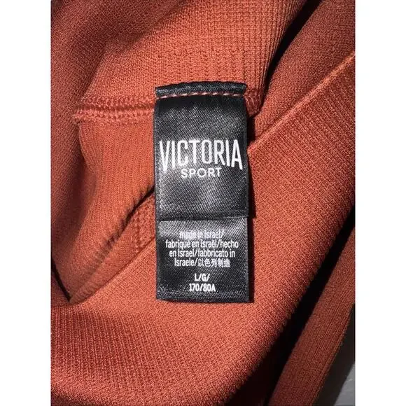 EUC Victoria Sport Victoria's Secret Ribbed Leggings Rust Orange L Large Fall - Picture 3 of 6